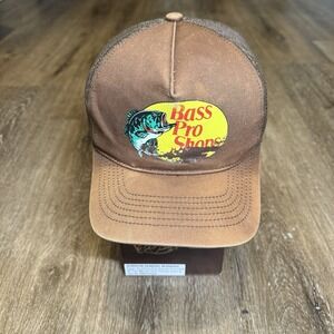 Bass Pro Shop Snapback Hat Brown‎ Mesh Trucker Cap Distressed Faded Thrashed